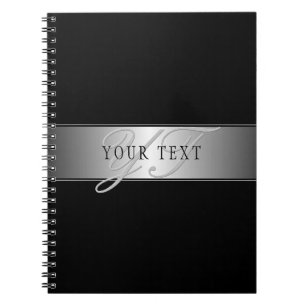 Caderno Espiral Escrita em Roteiro de Monograma Editável Elegante
