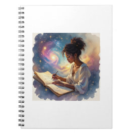 Caderno Espiral Escrita Feminina Negra em um Diário