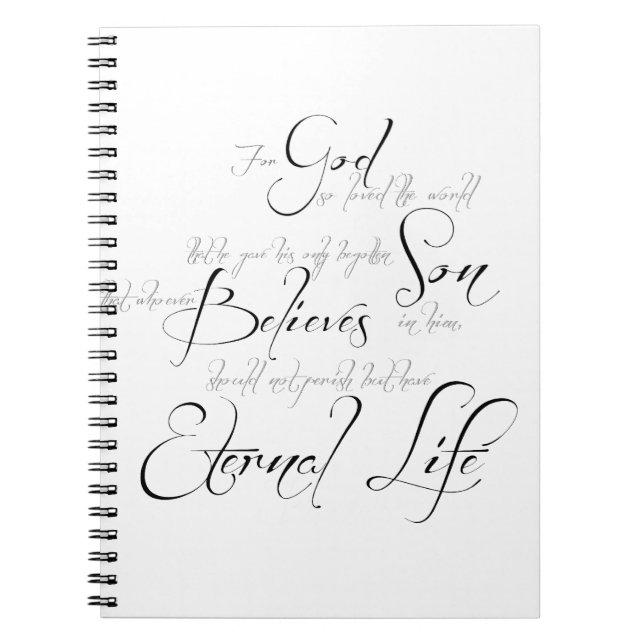 Caderno Espiral escrito João 3:16 (Frente)