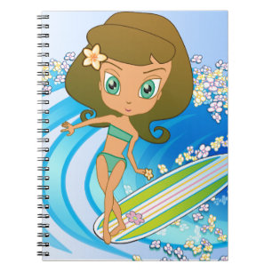 Caderno Espiral Escritor da onda de Lil Wahine
