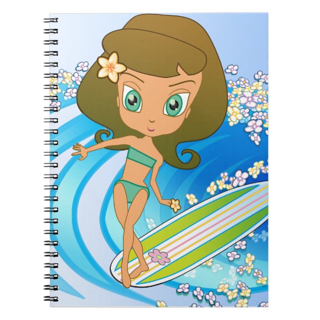 Caderno Espiral Escritor da onda de Lil Wahine (Frente)