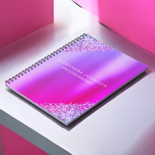 Caderno Espiral Escritório do Office com Brilho Rosa Roxo (Criador carregado)
