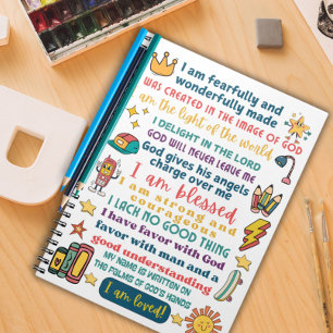 Caderno Espiral escritura de afirmação positiva para meninos