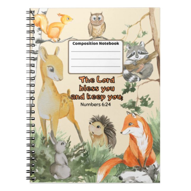 Caderno Espiral Escritura de bênção da Escola de Bênção de Animais (Frente)