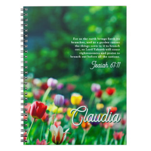 Caderno Espiral Escritura de Bíblia do Jardim da Flor da Tulip Ver