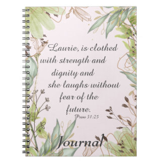 Caderno Espiral Escritura floral de aquarelas,