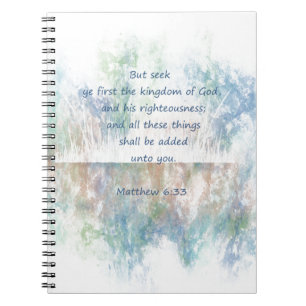 Caderno Espiral Escritura Matthew do reino do deus da busca