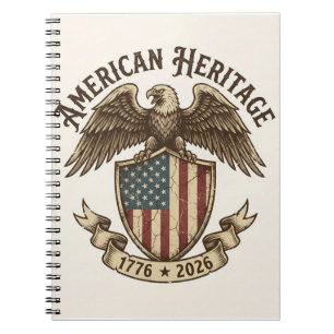 Caderno Espiral Escudo Águia Americana Vintage 2026 Semiquincenten
