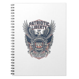 Caderno Espiral Escudo de Batalha Patriótico 1776 Símbolo Inspirad