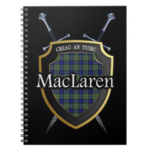 Caderno Espiral Escudo e Espadas do Clã MacLaren Tartan