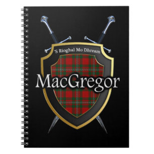 Caderno Espiral Escudo e Espadas do Xadrez do Clã MacGregor