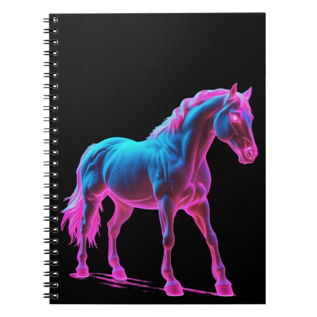 Caderno Espiral Escultura Neon Light Horse (Frente)