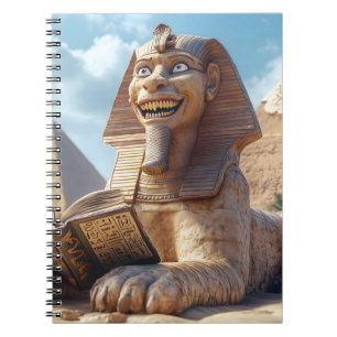 Caderno Espiral Esfinge engraçado lendo o antigo livro no Egito