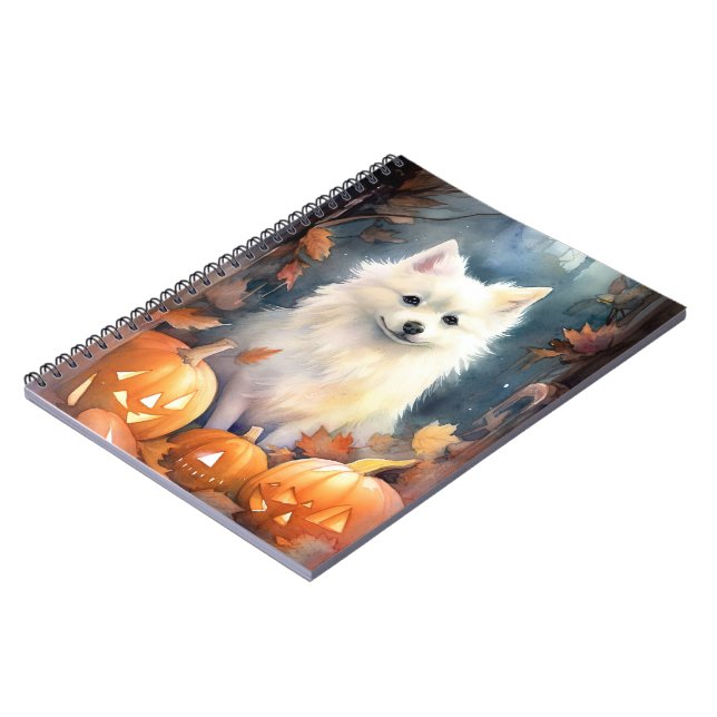 Caderno Espiral Eskimo Americano Halloween Com Pumpkins Assustado (Left Side)