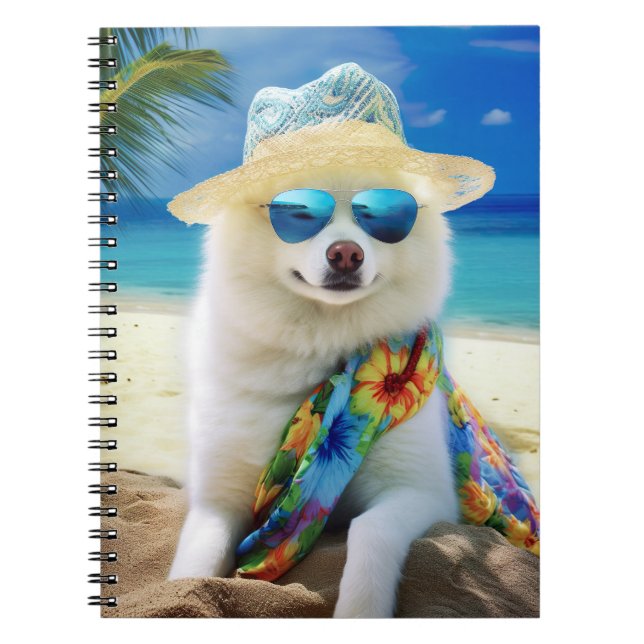 Caderno Espiral Eskimo americano na praia, presente de verão para  (Frente)