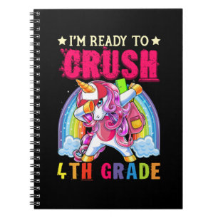 Caderno Espiral Esmagar o 4º Grau Dabbing Unicorn back to School G