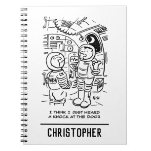 Caderno Espiral Espaçadores na nave espacial Hear Knock à porta