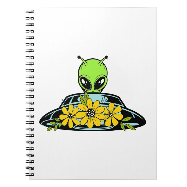 Caderno Espiral Espaçamento entre Alienígenas Florais (Frente)