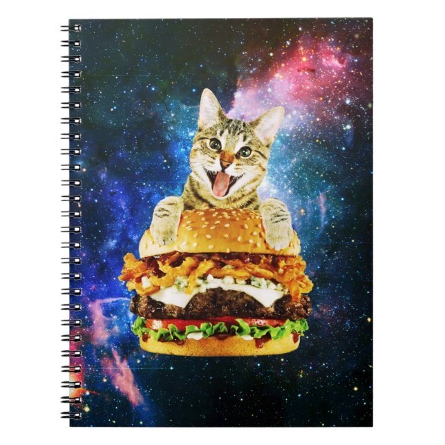 Caderno Espiral Espaço de burger engraçado (Frente)