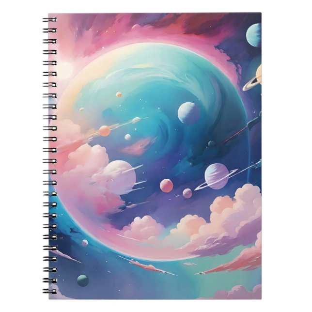 Caderno Espiral Espaço temático abstrato art (Frente)