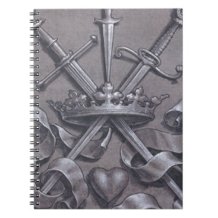Caderno Espiral Espadas coroa e coração