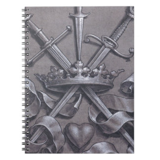 Caderno Espiral Espadas coroa e coração