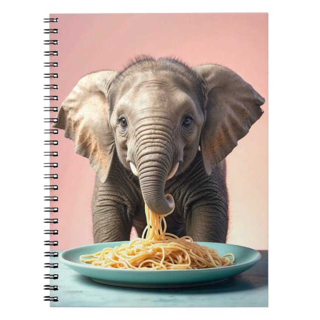 Caderno Espiral Espaguete de Comida de Elefante para Bebês (Frente)