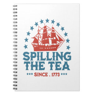Caderno Espiral Espalhar O Chá Desde 1773 Vermelho Branco Azul Fun