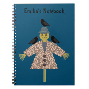 Caderno Espiral Espantalho de Palha do Dia das Bruxas e Personaliz