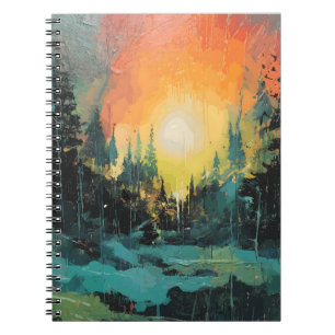 Caderno Espiral Espantoso Sol Sobre A Paisagem Da Montanha