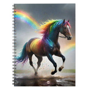 Caderno Espiral Espectro de Graça: Cavalo Arco-Íris Baixo do Arco-