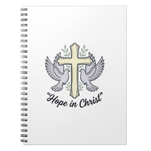 Caderno Espiral Esperança em Cristo Pombo Cruz Design Cristão Vint
