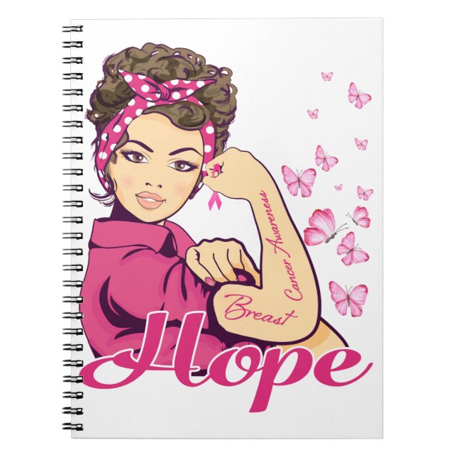 Caderno Espiral Esperança Rosie Riveter Sensibilização para o Canc (Frente)