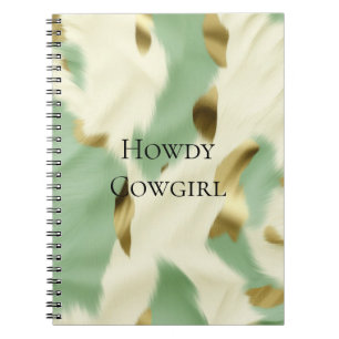 Caderno Espiral Espingarda branca Dourada verde-mint