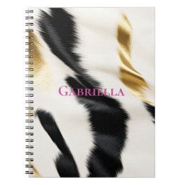 Caderno Espiral Espinho Dourado branco preto
