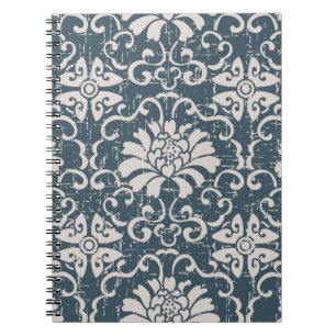 Caderno Espiral Espira botânica de fundo antiquada e sem costura v