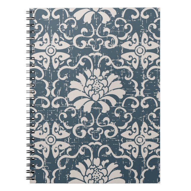 Caderno Espiral Espira botânica de fundo antiquada e sem costura v (Frente)