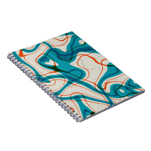 Caderno Espiral Espirais Turquesa e Vermelho