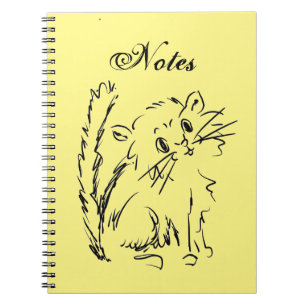 Caderno Espiral Espiral Amarelo de Cartoon de Gatinho Bonito