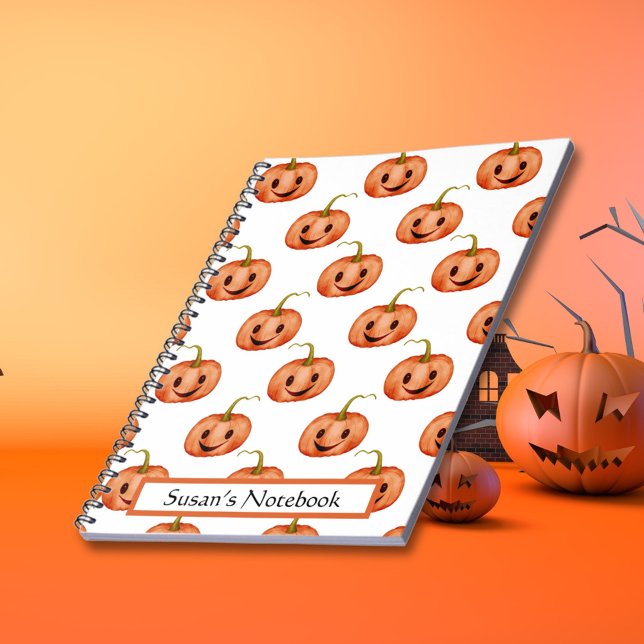 Caderno Espiral Espiral Bonita de Abóbora no Halloween (Criador carregado)