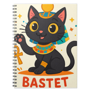 Caderno Espiral Espiral da Deusa Egípcia Basteta - Felina Branca
