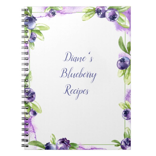 Caderno Espiral Espiral de Aquarelas de Blueberry (Frente)