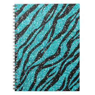 Caderno Espiral Espiral de Impressão de Zebra Negra Turquesa