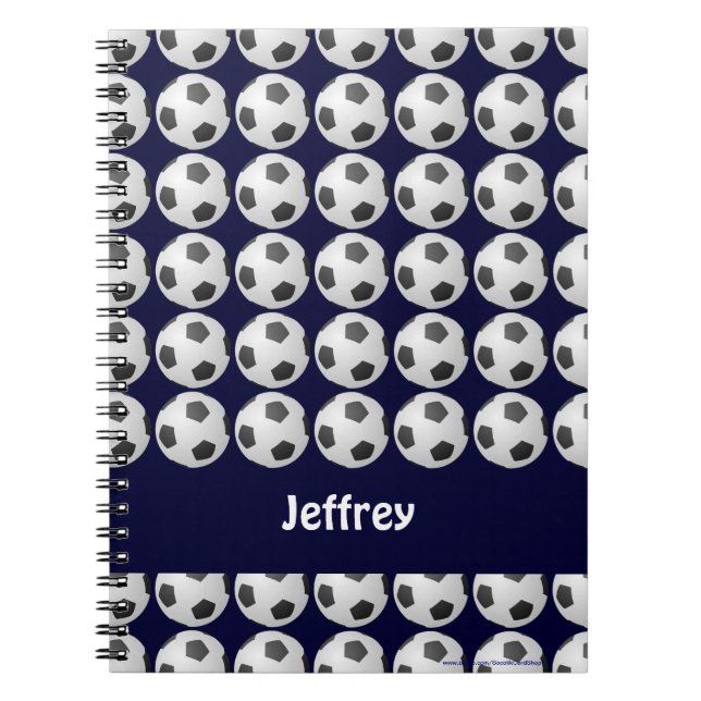Caderno Espiral Espiral de Nome Personalizado da Bola de Futebol (Frente)