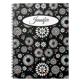Caderno Espiral Espiral Floral Geométrica