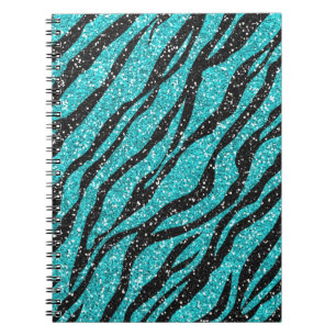 Caderno Espiral Espiral Impresso de Zebra com Lâmpada Preta Turqu