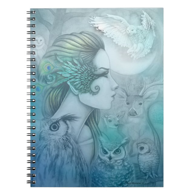 Caderno Espiral Espírito de Artemis Deusa Diana Fantasy Art (Frente)