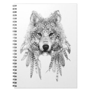 Caderno Espiral Espírito do Lobo Tribal