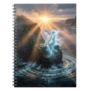 Caderno Espiral Espírito Fantasmagórico do Oceano Tocando uma Harp