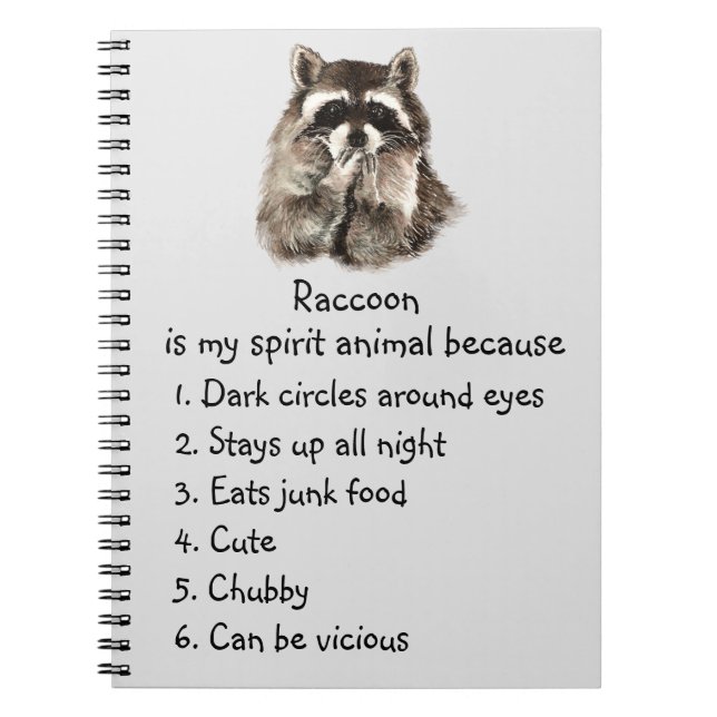 Caderno Espiral Espírito Funny Raccoon Animal Humor Cuja Aquarela (Frente)
